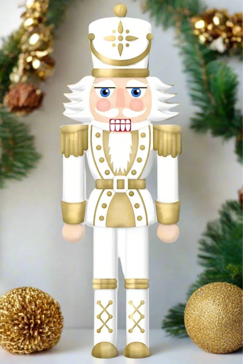 12" Metal Embossed Nutcracker: Gold