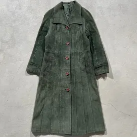 60s Forest Green Suede Trench Coat- S