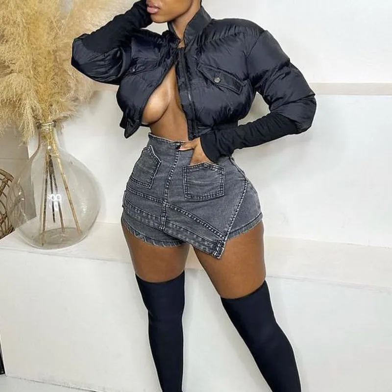 Advbridge fall fashion Women's Clothing 2024 Summer New Fashion Street Versatile Tight Stitching Elastic Irregular Denim Shorts for Women