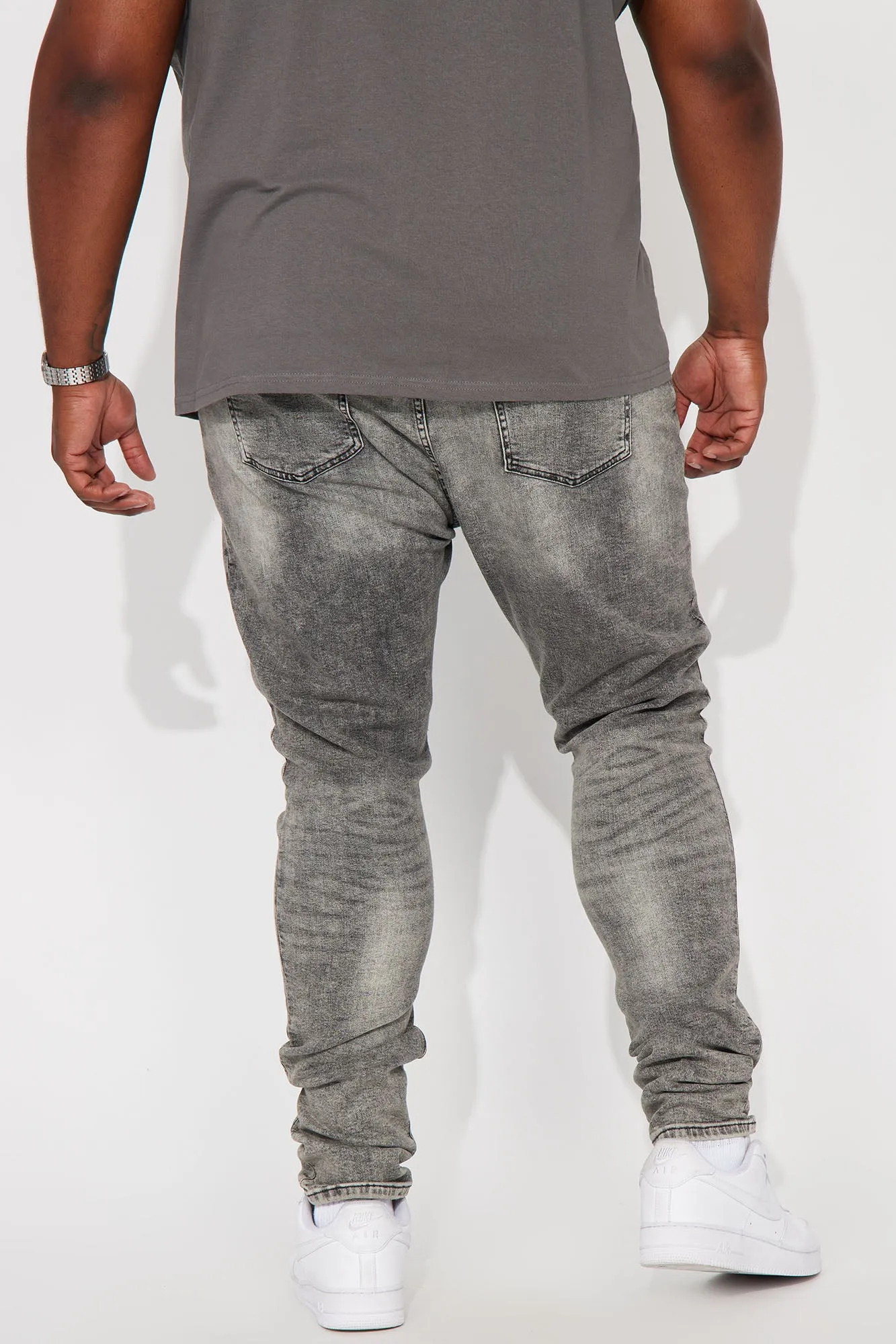 Back At It Again Stacked Skinny Jeans - Grey