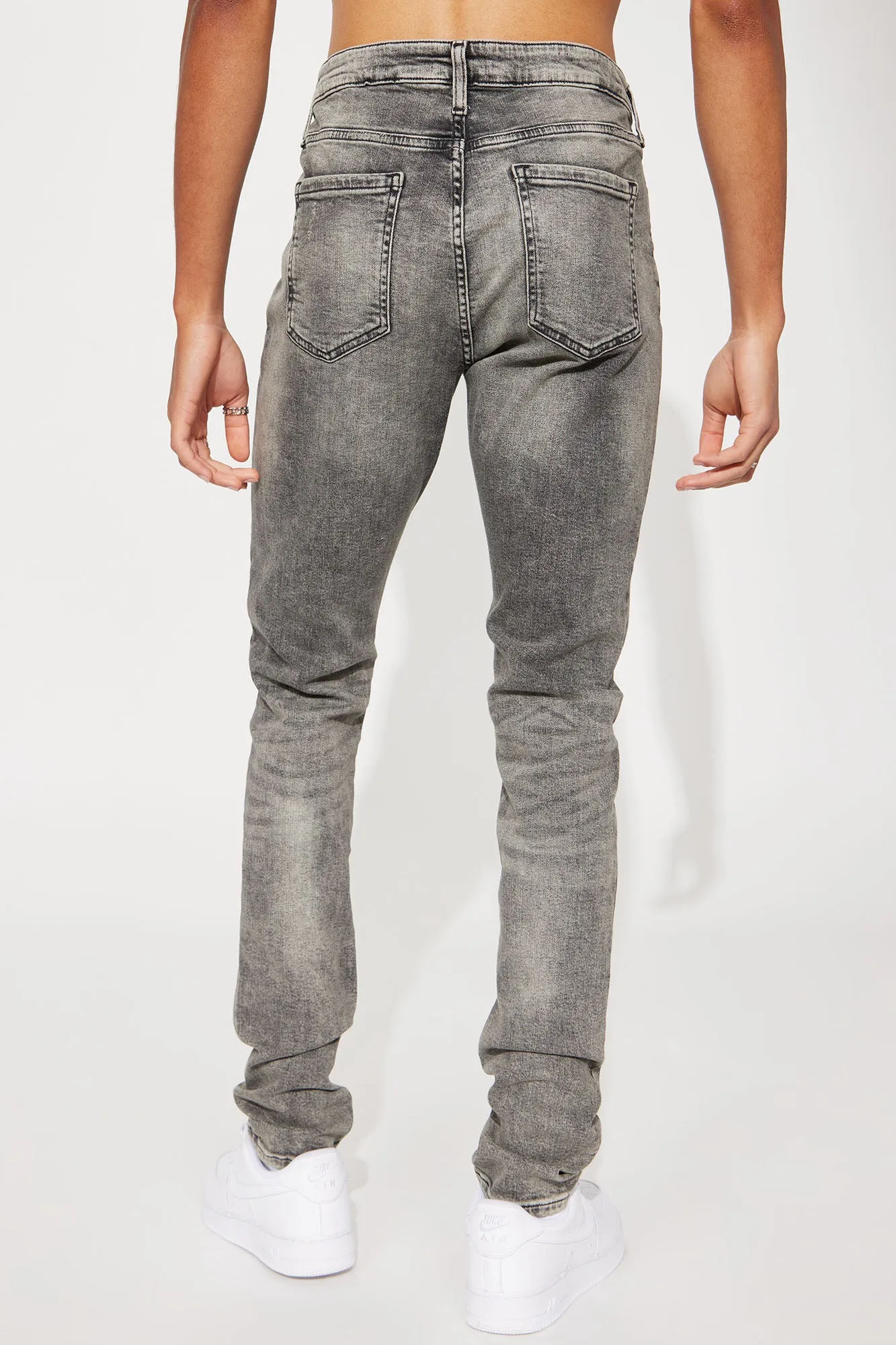Back At It Again Stacked Skinny Jeans - Grey