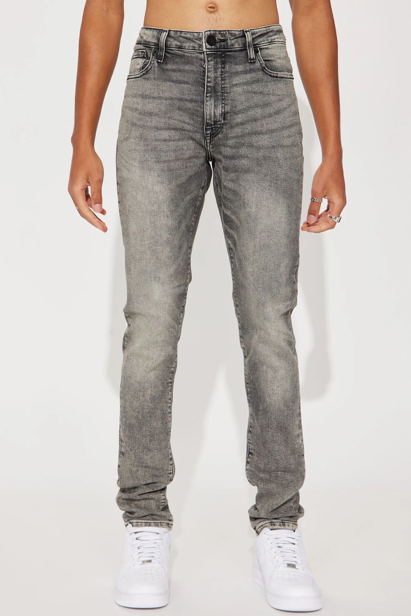 Back At It Again Stacked Skinny Jeans - Grey