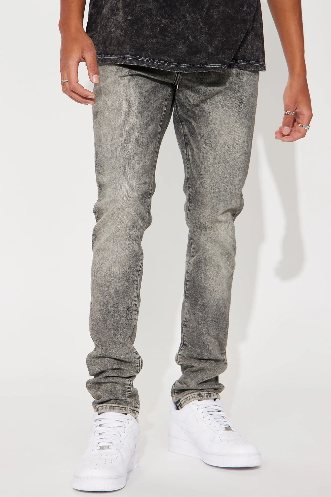Back At It Again Stacked Skinny Jeans - Grey