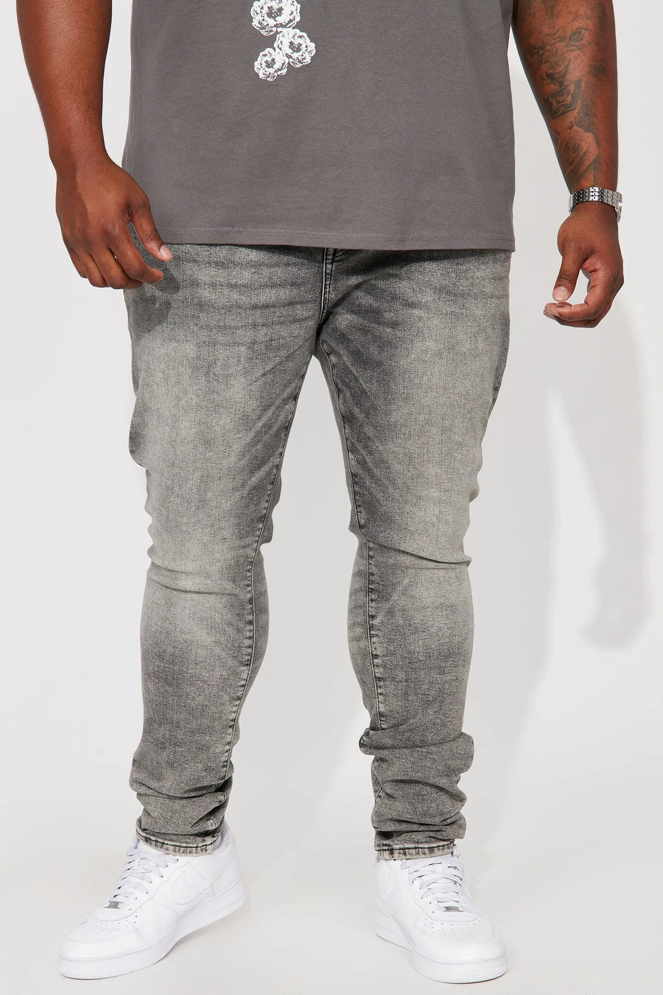 Back At It Again Stacked Skinny Jeans - Grey