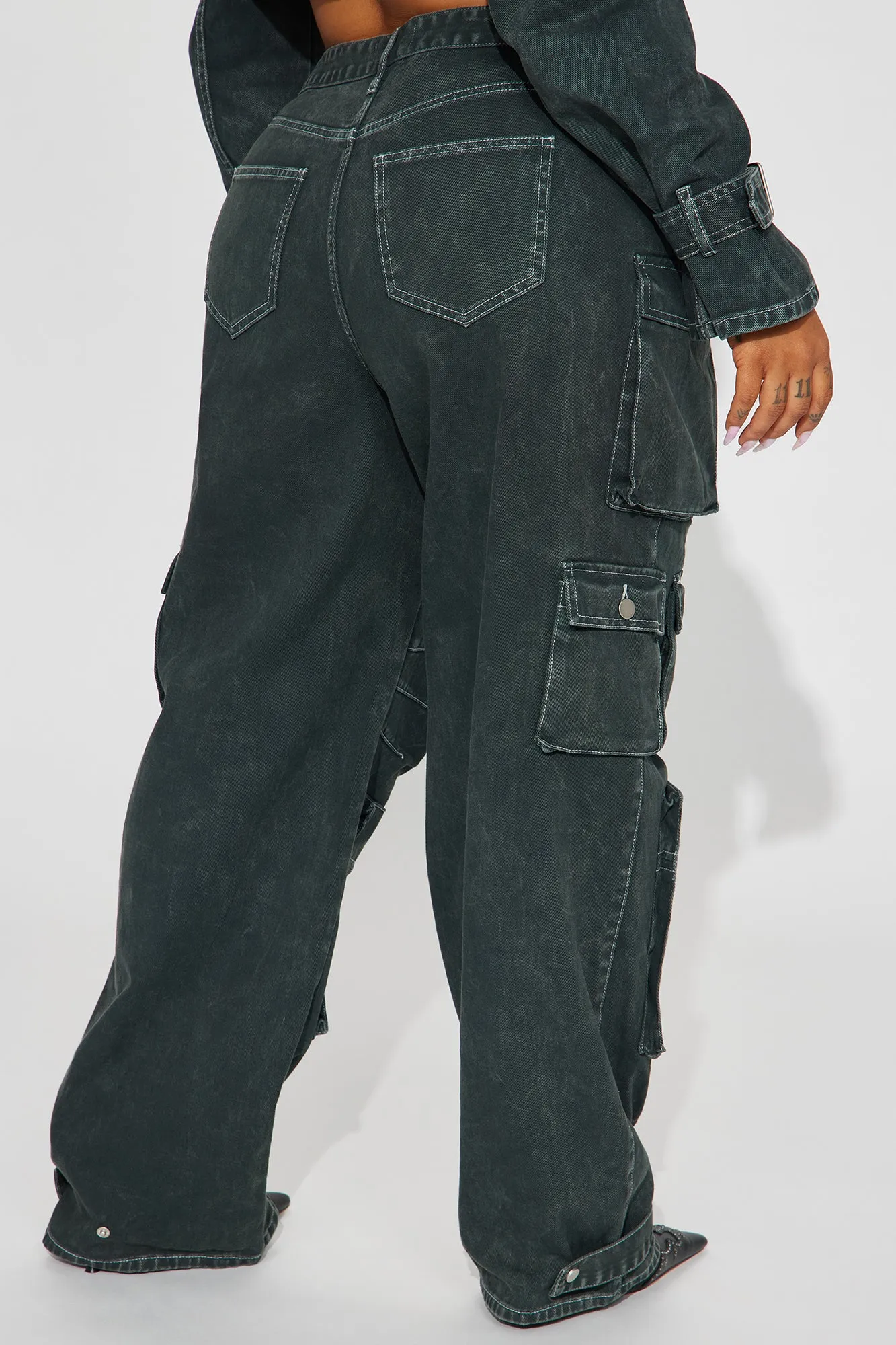 Billie Low Slung Cargo Jeans - Olive