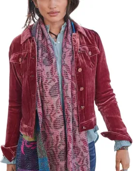 chouyatou Women's Velvet Trucker Jacket Button Down Cropped Cargo Office Shacket Tops