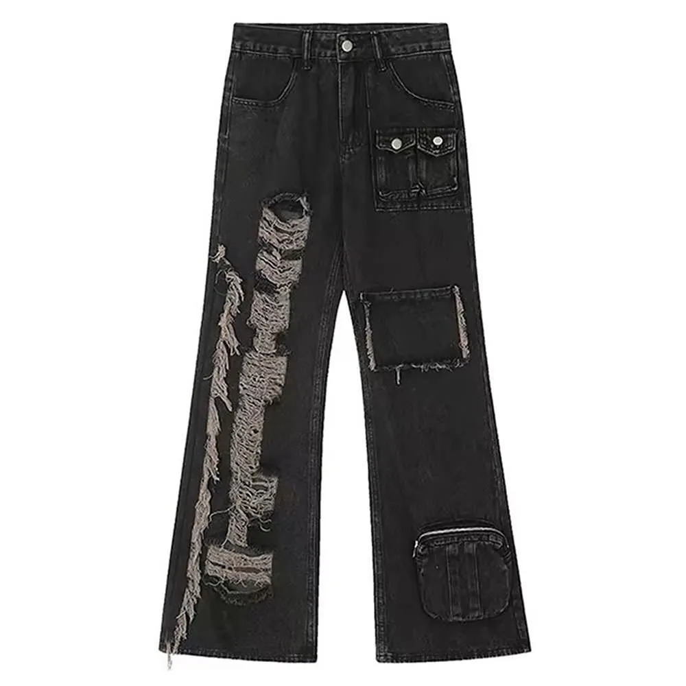 Fashionkova Grunge Ripped Jeans in Black