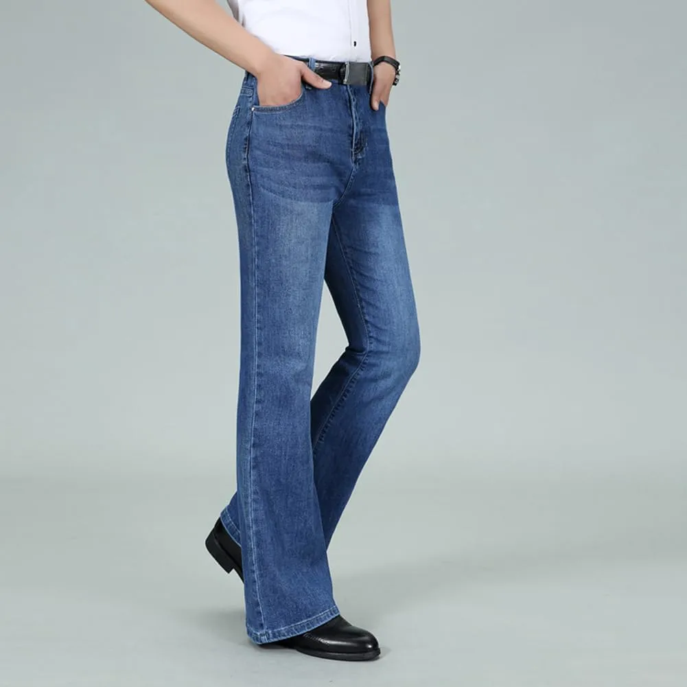HAORUN Men Bell Bottom Jeans Slim Fit Flared Denim Pants 60s 70s Retro Trousers