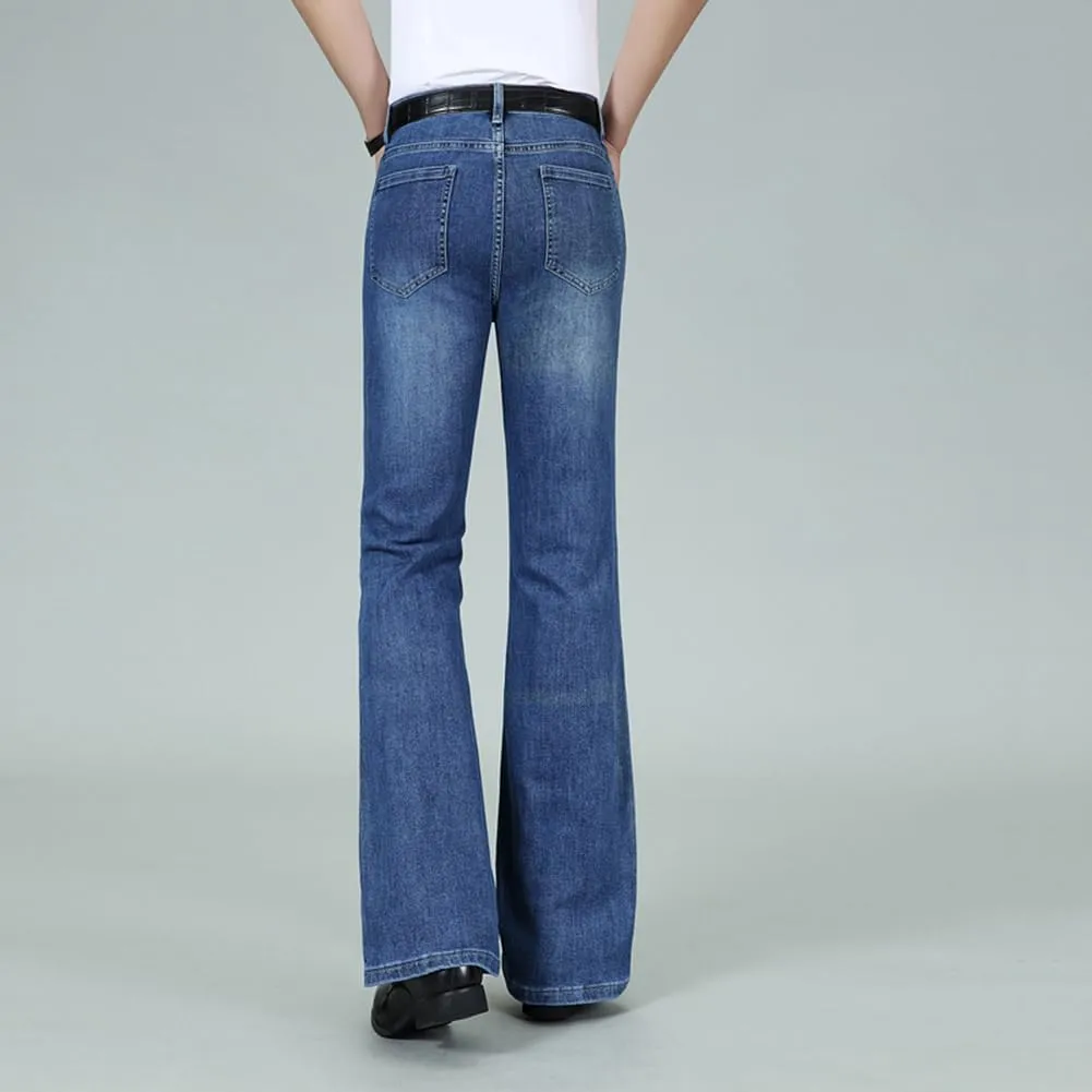 HAORUN Men Bell Bottom Jeans Slim Fit Flared Denim Pants 60s 70s Retro Trousers
