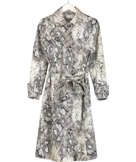 Helene Berman Grey Snake-printed Trench Coat UK 10