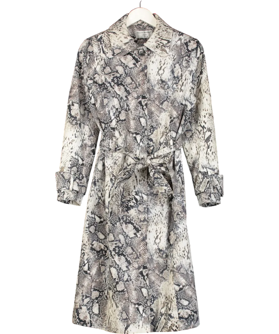 Helene Berman Grey Snake-printed Trench Coat UK 10