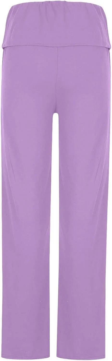 HGps8w Stretchy Flare Yoga Pants for Women Fold Over Kick Ruched High Waisted Outdoor Bell Bottom Joggers Sweatpants