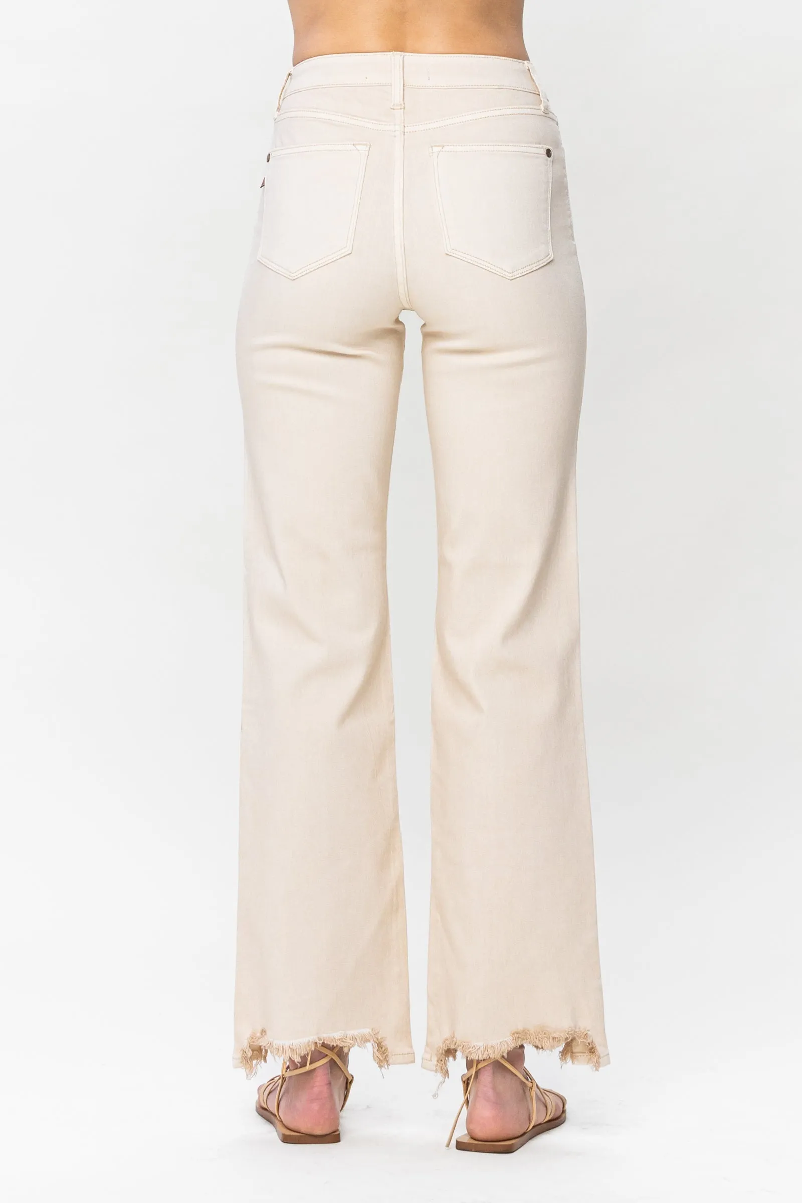 Judy Blue High Rise Over Dyed 90's Straight Jeans in Light Khaki Denim 82532