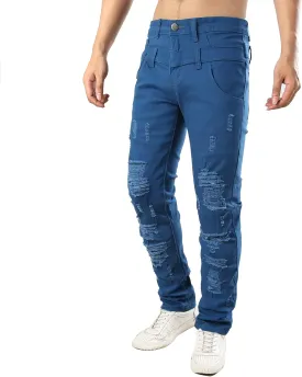 Mens Ripped Jeans Slim Fit Skinny Stretch Jean for Men Tapered Leg Denim Pants
