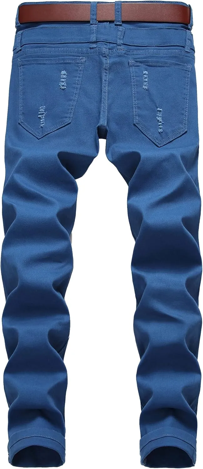 Mens Ripped Jeans Slim Fit Skinny Stretch Jean for Men Tapered Leg Denim Pants