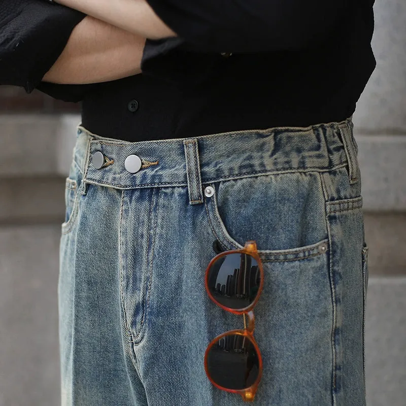 Men's Straight Distressed High-rise Jeans