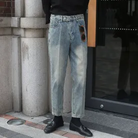 Men's Straight Distressed High-rise Jeans