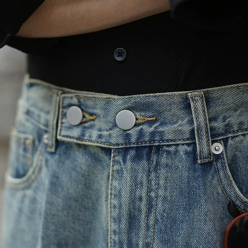 Men's Straight Distressed High-rise Jeans
