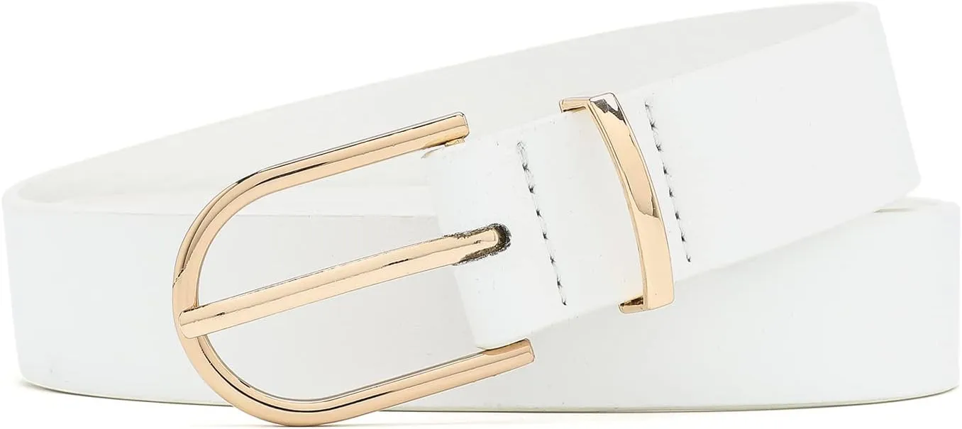 MORELESS 3 Pack Women's Faux Leather Waist Belt for Jeans Dress Black White Brown