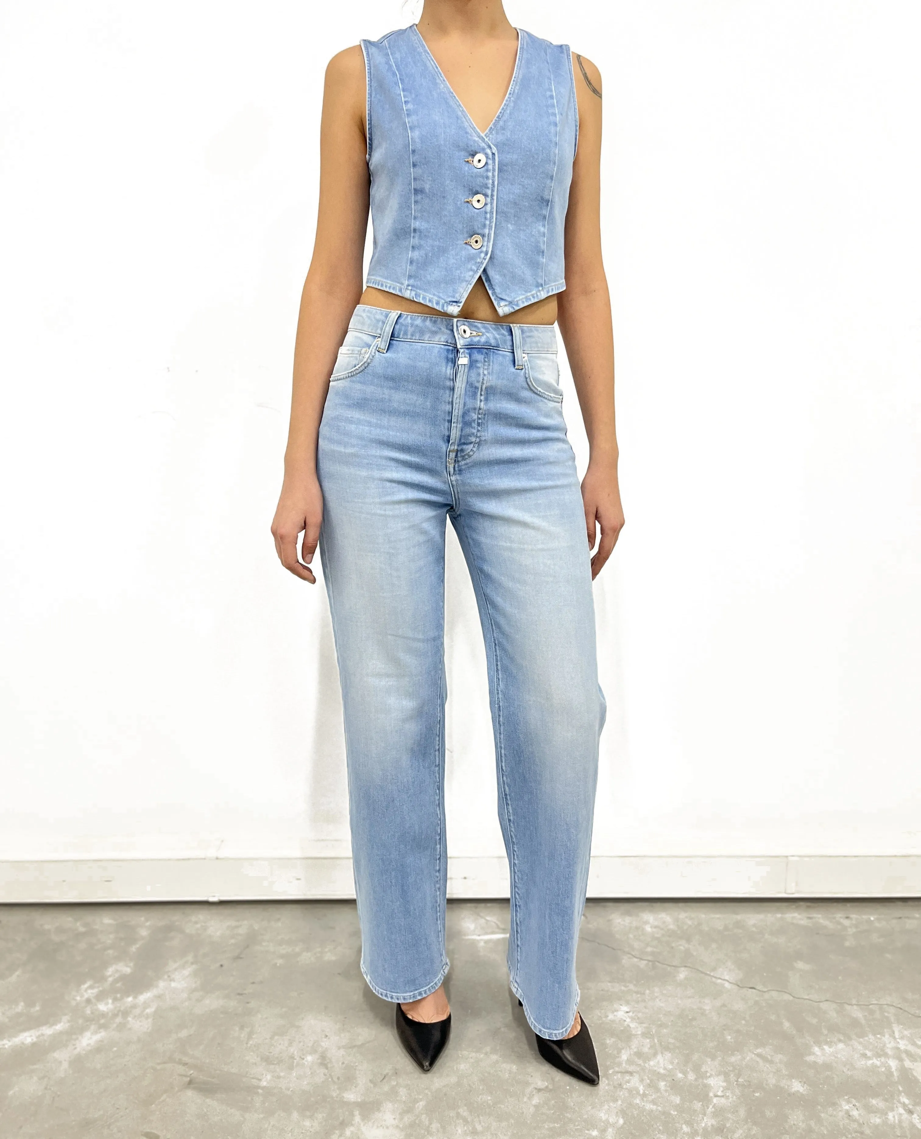 Sara High Waist 5 Pocket Full Jeans Light Blue