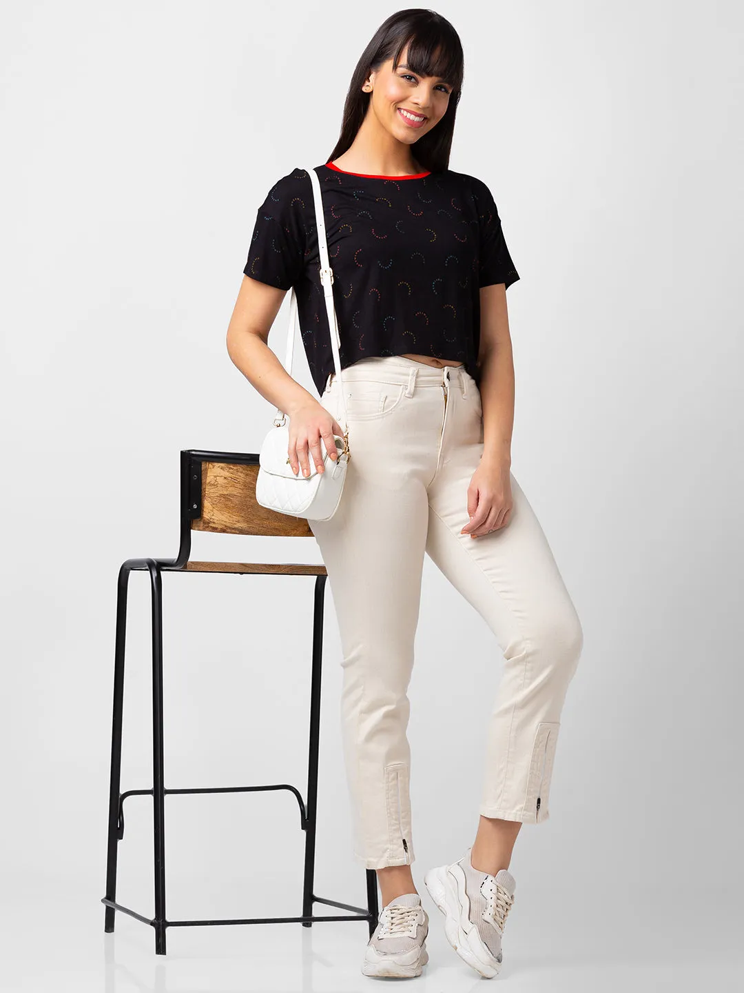 Spykar Women Off White Lycra Slim Straight Fit Ankle Length Jeans (Emma)