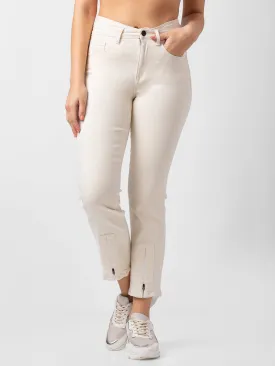 Spykar Women Off White Lycra Slim Straight Fit Ankle Length Jeans (Emma)