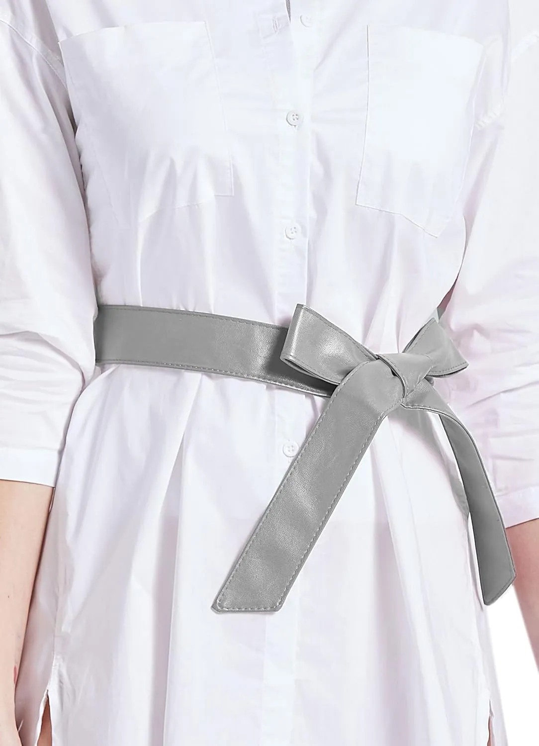 TeeYee Women OBI Belt Fashion Solid Color PU Leather 4.5cm Wide Waist Band 70 Inch in Extra Size