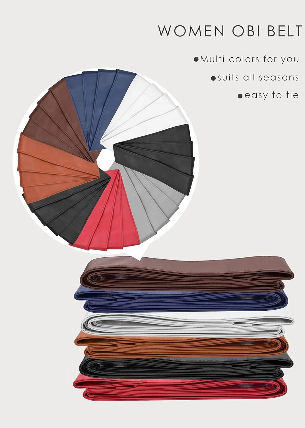 TeeYee Women OBI Belt Fashion Solid Color PU Leather 4.5cm Wide Waist Band 70 Inch in Extra Size