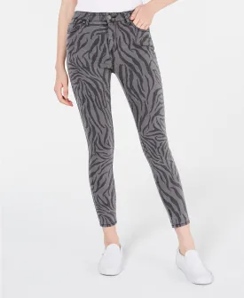 Tinseltown Juniors' Zebra-Print Skinny Jeans Gray Size 9