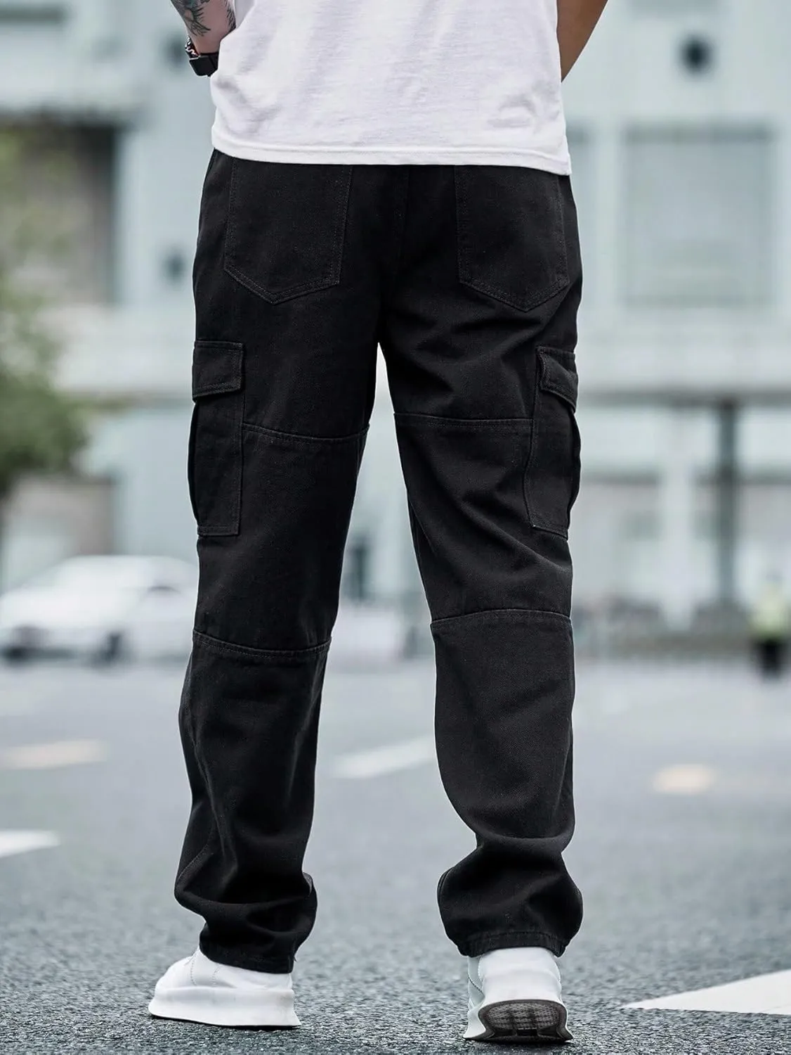 Verdusa Men's Casual Denim Cargo Pants Jeans with Cargo Pockets