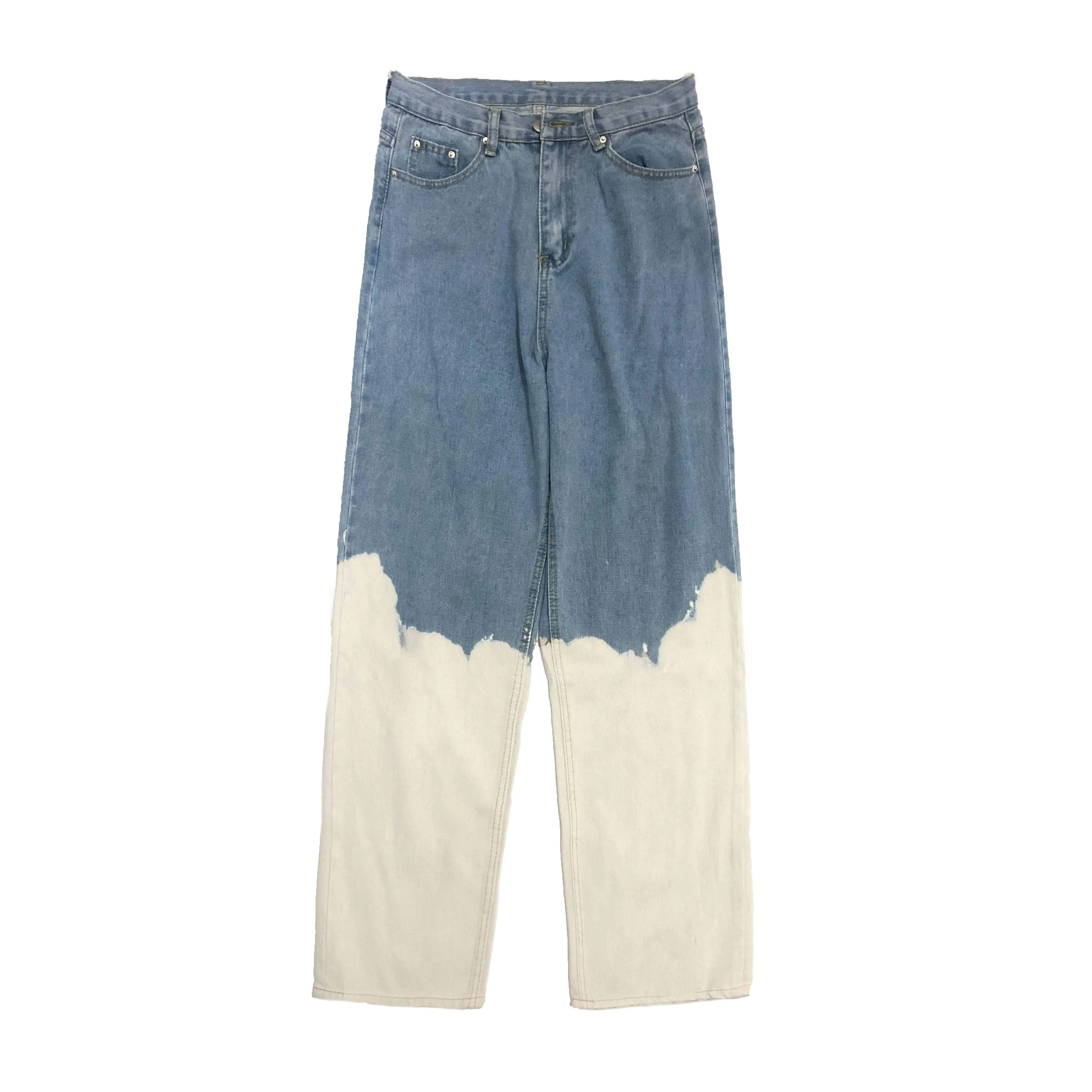 Vintage Contrast Tie Dye Pattern Wide Leg Jeans