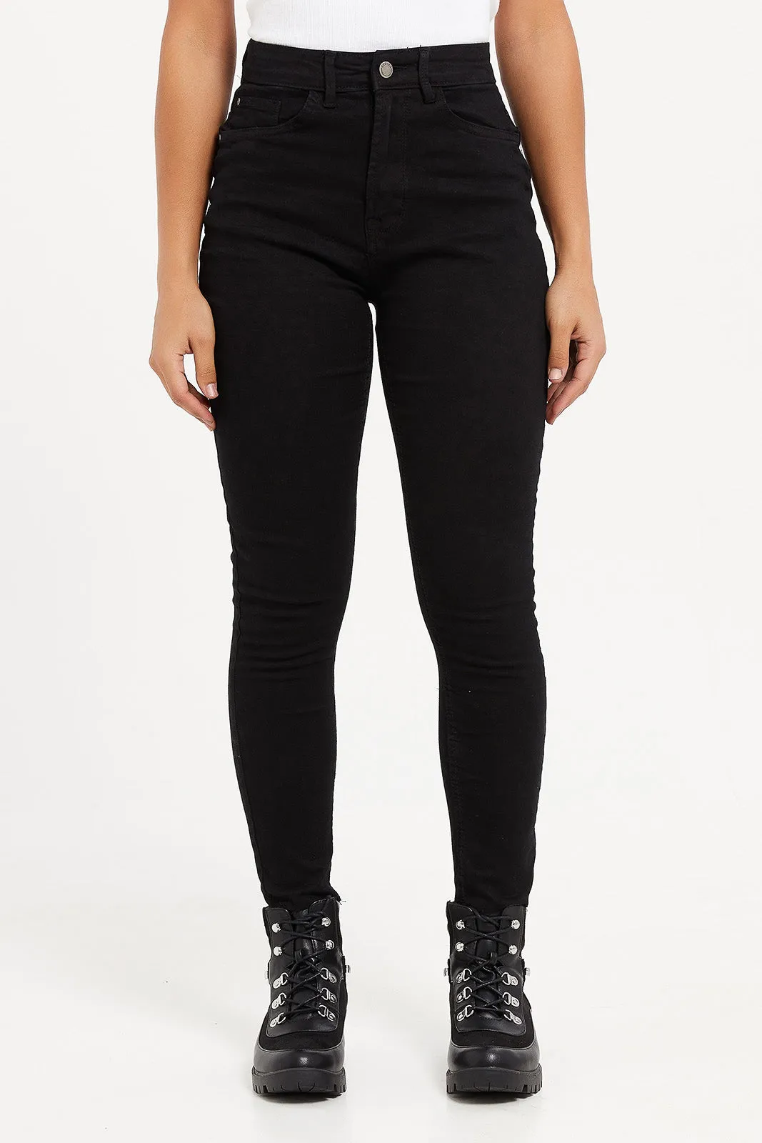 Women Black High Waist Skinny Fit Jeans