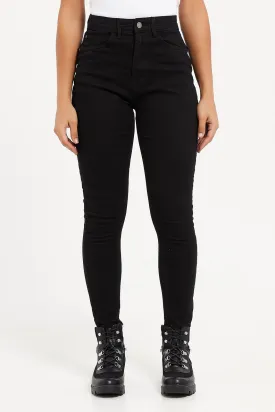 Women Black High Waist Skinny Fit Jeans