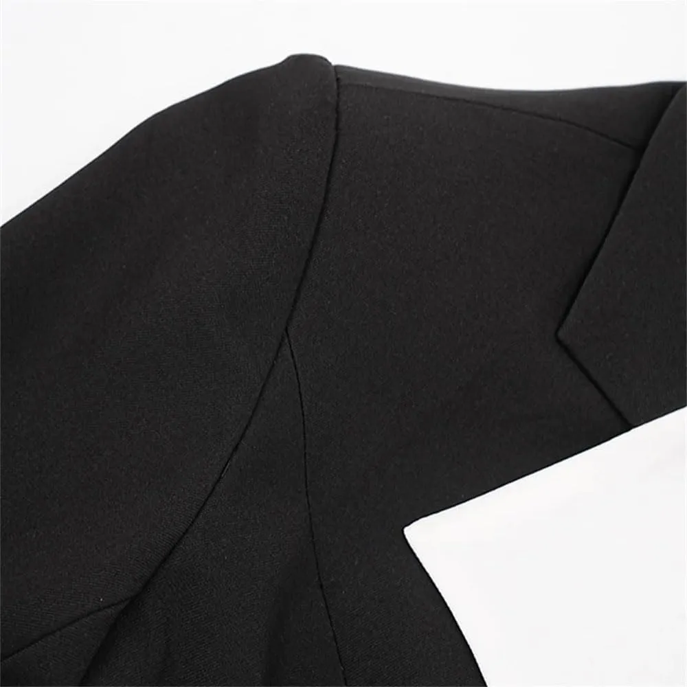 Women Contrast Color Lapel Irregular Trench Coat Loose Fit Single Breasted Long Sleeves Jacket