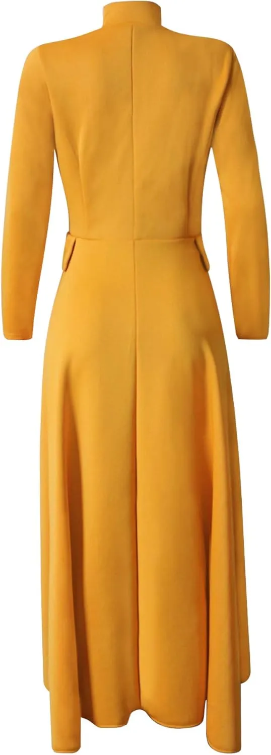 Womens Long Dovetail Gothic Trench Coat Polka Dot Zipper Up Tailcoat Jacket