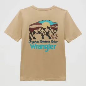 Wrangler Boy's Bison Graphic Logo T-Shirt in Trench Coat